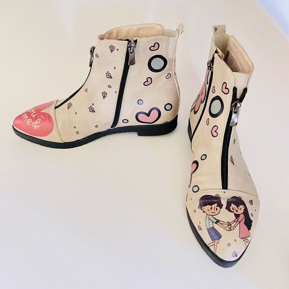 GOBY Women's Size 8.5 EU 39 Sweet Couple Ankle Boots Floral Tan Side Zip $145 - Picture 7 of 16